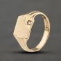 Second Hand 9ct Yellow Gold Diamond Set Square Signet Ring 41342492