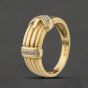 Second Hand 9ct Yellow Gold 0.05ct Diamond Buckle Ring 41342546