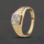 Second Hand 9ct Yellow Gold Diamond Square Signet Ring 41342547