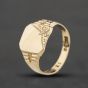 Second Hand 9ct Yellow Gold Part Engraved Square Signet Ring 41342551