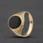 Second Hand Vintage Yellow Gold Onyx Oval Signet Ring 41342605