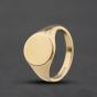 Second Hand 9ct Yellow Gold Heavy Plain Oval Signet Ring 41342606