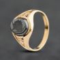 Second Hand 9ct Yellow Gold Hematite Oval With Open Work Shoulders Signet Ring 41342633