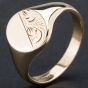 Second Hand 9ct Yellow Gold Oval Half Engraved Signet Ring 4134270