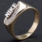 Second Hand 9ct Yellow Gold Cubic Zirconia Nike Tick Signet Ring 4134274