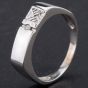 Second Hand 9ct White Gold Oblong Brilliant Cut Diamond Set Signet Ring 4134280