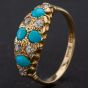 Second Hand Old Cut Diamond and Turquoise Dress Ring 4138003