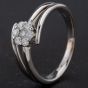 Second Hand 18ct White Gold Seven Stone Diamond Flower Cluster Crossover Ring 4138051