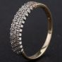Second Hand 9ct Yellow Gold Three Row Pave Style Diamond Set Dress Ring 4138088