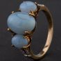 Second Hand 9ct Yellow Gold Blue Agate Diamond Ring 4138093