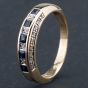 Second Hand 9ct Yellow Gold Brilliant Cut Diamond and Square Cut Sapphire Half Eternity Ring 4138095