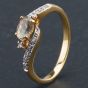 Second Hand 18ct Yellow Gold Oval Yellow Sapphire and Brilliant Diamond Crossover Ring 4138096