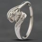 Second Hand 9ct White Gold Brilliant Cut Diamond Shoulder Set Twist Cluster Ring 41381121