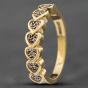 Second Hand 9ct Yellow Gold Single Cut Diamond Heart Shaped Half Eternity Seven Stone Ring 41381434
