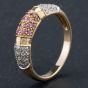 Second Hand 9ct Yellow Gold Brilliant Cut Diamond and Pink Sapphire Pave Style Fancy Ring 4138145