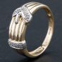 Second Hand 9ct Yellow Gold Brilliant Cut Diamond Set Buckle Ring 4138153
