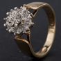 Second Hand 9ct Yellow Gold Oval Illusion Set Diamond Cluster Ring D 4138156