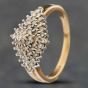 Second Hand 9ct Yellow Gold 0.50ct Brilliant Cut Diamond Marquise Shaped Cluster Ring 41381594