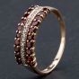 Second Hand 9ct Yellow Gold Garnet and Diamond 3 Row Dress Ring 4138162