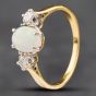 Second Hand Vintage Yellow Gold Opal & Diamond Three Stone Ring 41381670