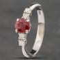 Second Hand 18ct White Gold Garnet & Diamond Shoulder Set Solitaire Ring 41381756