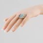 Second Hand 9ct Yellow Gold Aquaprase & Diamond Shoulders Oblong Dress Ring 41381774