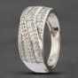 Second Hand 9ct White Gold Round & Baguette Cut Diamond Crossover Five Row Ring 41381783