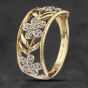 Second Hand 9ct Two Colour Gold Diamond Flower Dress Ring 41381851