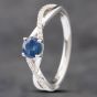 Second Hand 9ct White Gold Sapphire & 0.12ct Single Cut Diamond Crossover Shoulders Dress Ring 41381999