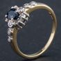 Second Hand 9ct Yellow Gold Brilliant Cut Diamond Sapphire Cluster Ring 4138207