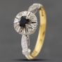 Second Hand Vintage 18ct Two Colour Gold Sapphire & Single Cut Diamond Cluster Ring 41382128