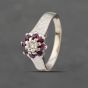 Second Hand Vintage White Gold Ruby & Diamond Cluster Ring 41382210