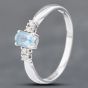 Second Hand 14ct White Gold Blue Topaz & Diamond Dress Ring 41382215