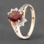 Second Hand 9ct Yellow Gold Garnet & Diamond Dress Ring 41382550