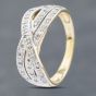 Second Hand 9ct Yellow Gold Diamond Crossover Three Row Ring 41382554