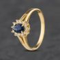 Second Hand 18ct Yellow Gold Sapphire & Brilliant Cut Diamond Split Shoulders Oval Cluster Ring 41382623