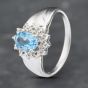 Second Hand 14ct White Gold Blue Topaz & Diamond Cluster Ring 41382634