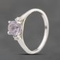 Second Hand 9ct White Gold Amethyst & Diamond Three Stone Ring 41382677