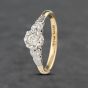 Second Hand Vintage Yellow Gold 0.20ct Brilliant Cut Diamond Patterned Shoulders Platinum Set Solitaire Ring 41382803
