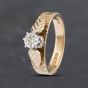 Second Hand Vintage 9ct Yellow Gold Brilliant Cut Diamond Bark Effect Shoulders Solitaire Ring 41382830