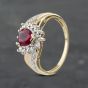 Second Hand 9ct Yellow Gold Synthetic Ruby & Diamond Heart Cluster Ring 41382845