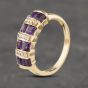 Second Hand 9ct Yellow Gold Amethyst & Diamond Dress Ring 41382881