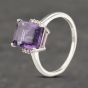 Second Hand 9ct White Gold Amethyst & 0.03ct Diamond Dress Ring 41382968