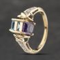 Second Hand 9ct Yellow Gold Multi Stone & 0.03ct Diamond Swivel Head Dress Ring 41382970