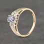 Second Hand 9ct Yellow Gold Tanzanite & 0.05ct Diamond Cluster Ring 41383010