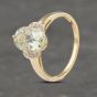 Second Hand 9ct Yellow Gold Prasiolite Green Amethyst & 0.04ct Diamond Oval Dress Ring 41383014