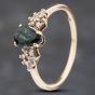Second Hand 9ct Yellow Gold Green Tourmaline & Diamond Dress Ring 41383087