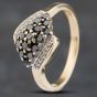 Second Hand 9ct Yellow Gold Black And White Diamond Cluster Ring 41383107