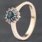 Second Hand 9ct Yellow Gold Blue Topaz & 0.14ct Diamond Heart Shape Cluster Ring 41383113