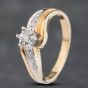 Second Hand 9ct Yellow Gold 0.06ct Brilliant Cut Diamond Shoulder Set Solitaire Ring 41383114